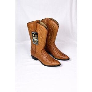 Rancho Cocodrilo Cornudo Exotic Western Brown Leather Boots Men’s Size 13